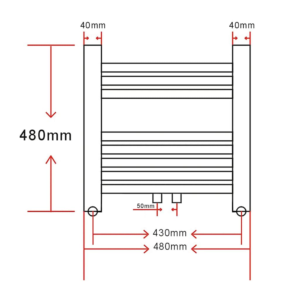 Radiatore Riscaldamento Bagno 480 x 480 mm Medio e Laterale