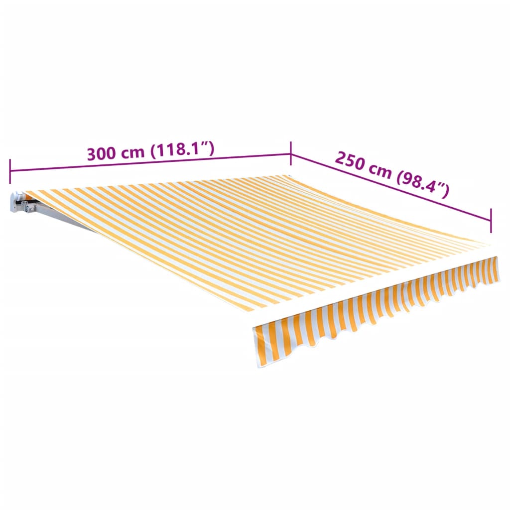 Tessuto di Ricambio per Tenda da Sole Giallo e Bianco 300x250 cm Poliestere