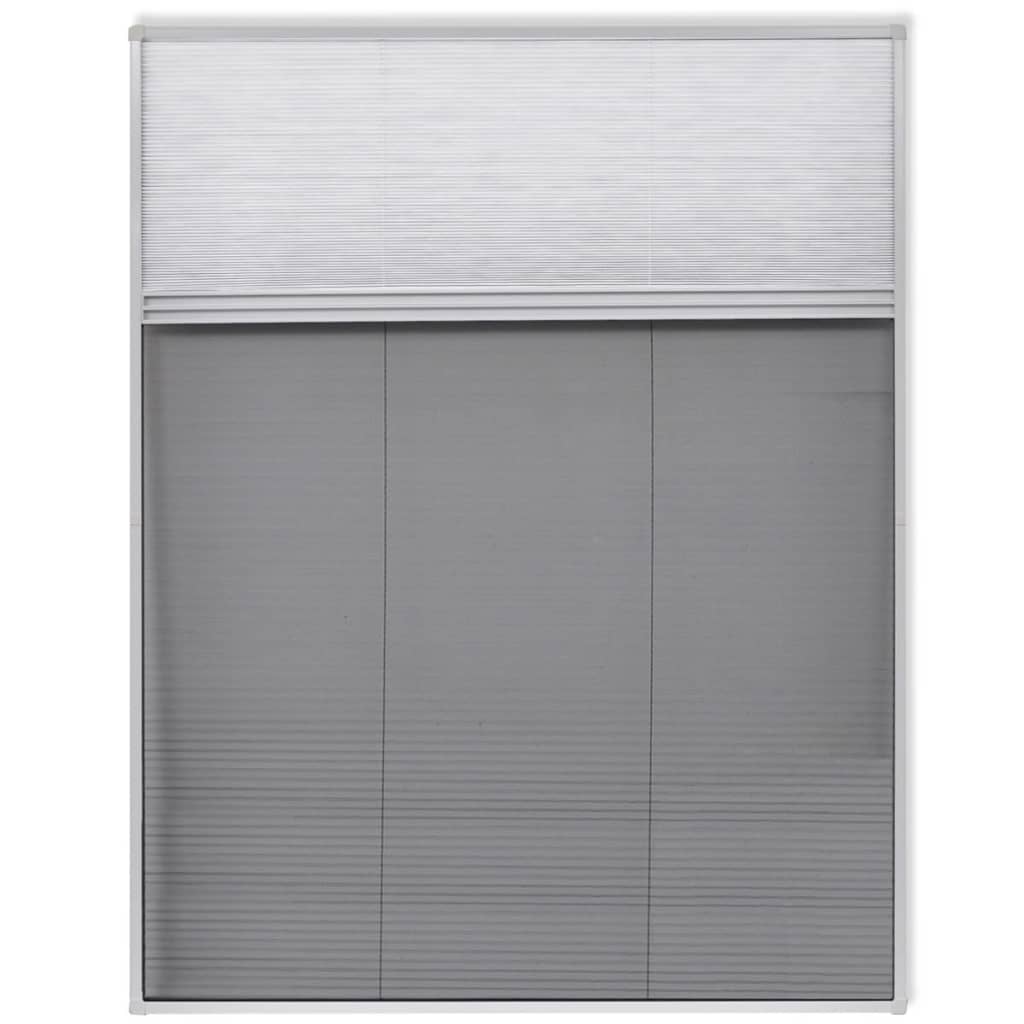 Finestra per Insetti Finestra Plisse 160 x 110 cm in Alluminio con Ombra