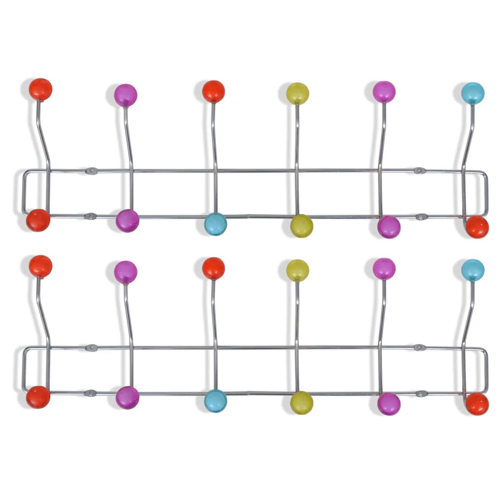 Appendino a Muro Colorato con 12 Ganci 2 pz