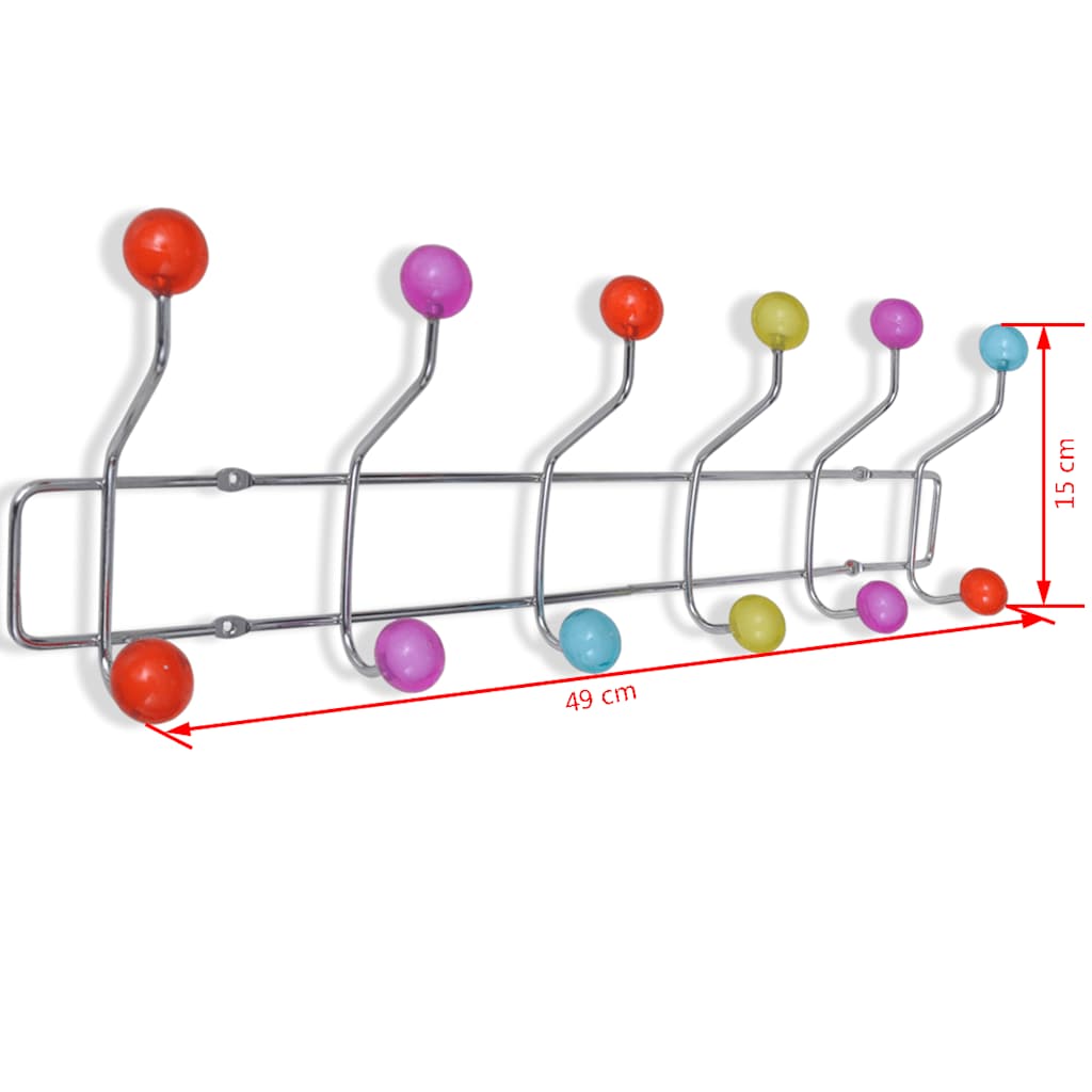Appendino a Muro Colorato con 12 Ganci 2 pz