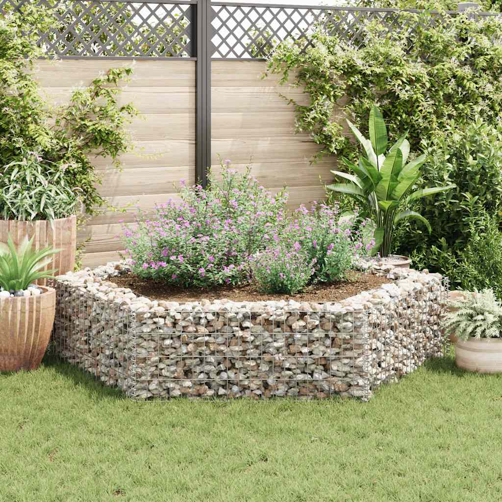 Gabbione Letto Rialzato da Giardino Esagonale 200x173x40 cm