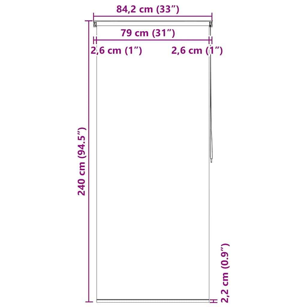 Tenda a Rullo per Doccia 80x240 cm Quadrati