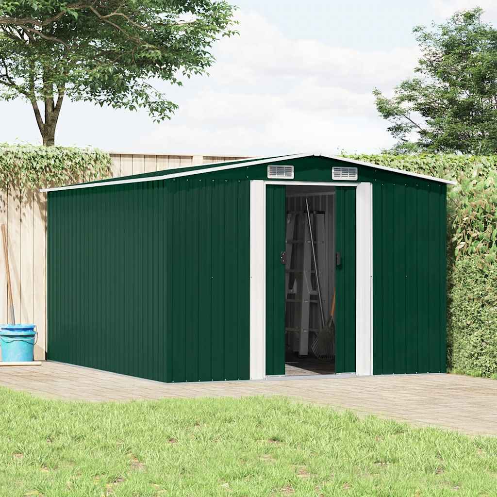 Casetta da Giardino 257x298x178 cm in Metallo Verde