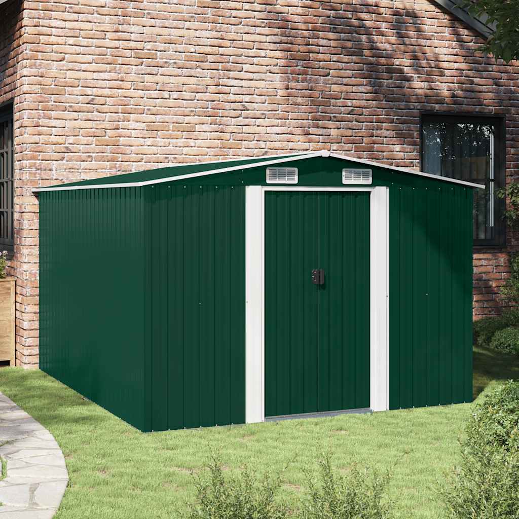 Casetta da Giardino 257x298x178 cm in Metallo Verde