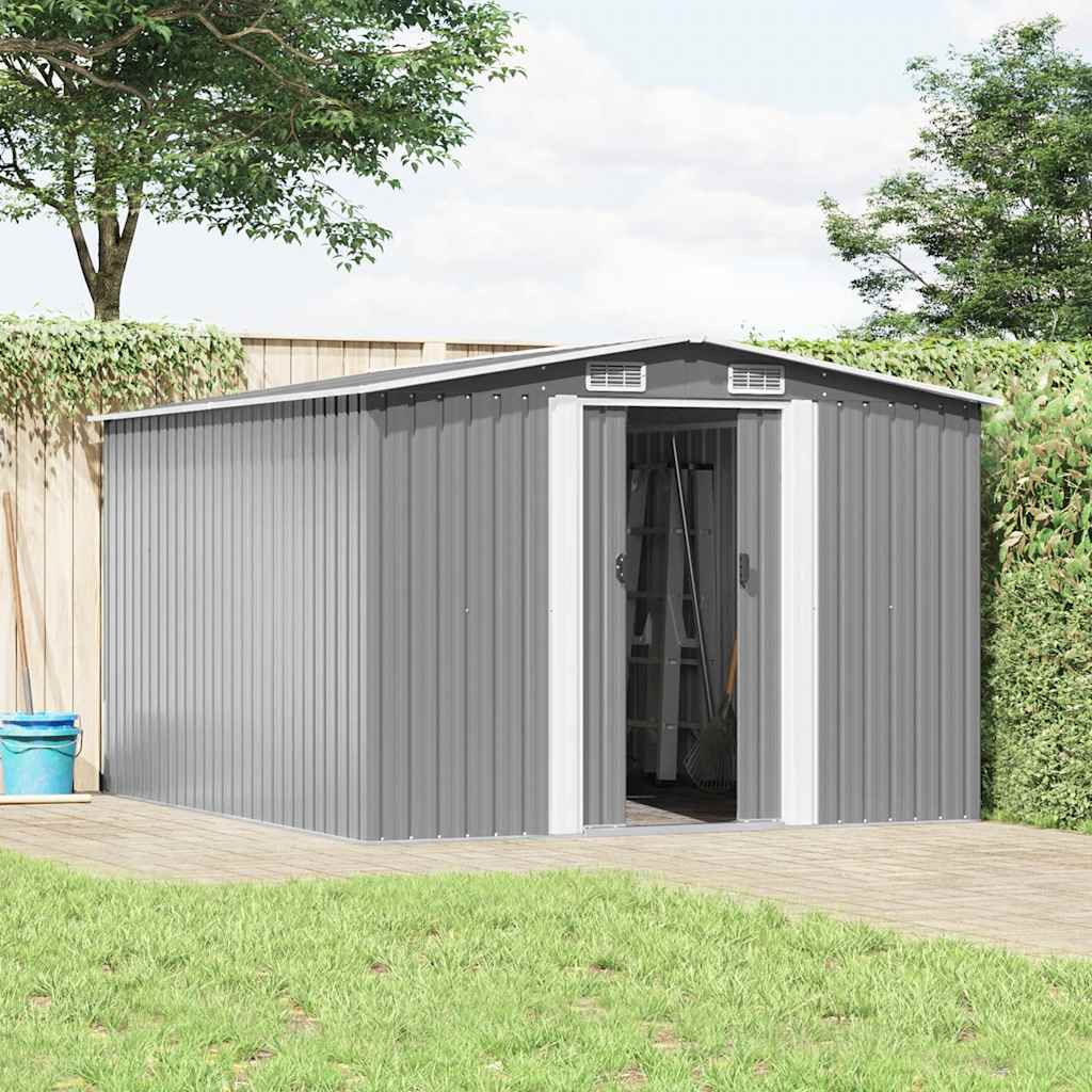 Casetta da Giardino 257x298x178 cm in Metallo Grigio