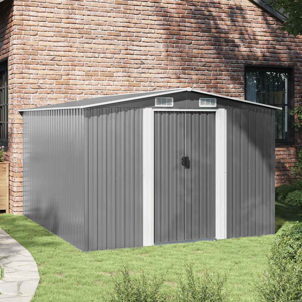 Casetta da Giardino 257x298x178 cm in Metallo Grigio