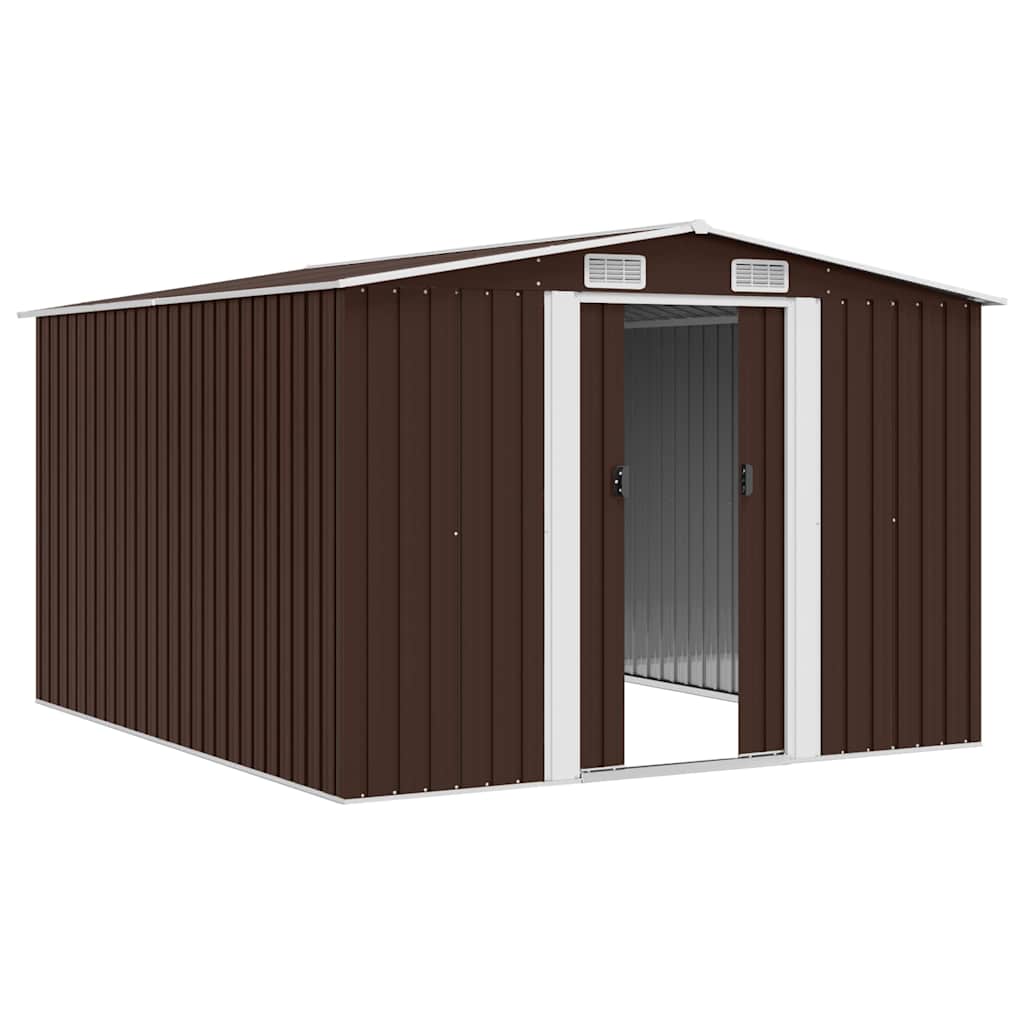 Casetta da Giardino 257x298x178 cm in Metallo Marrone