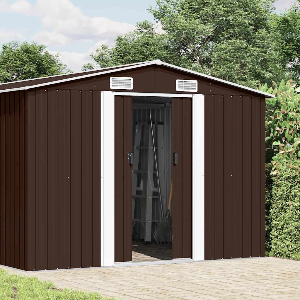 Casetta da Giardino 257x392x181 cm in Metallo Marrone