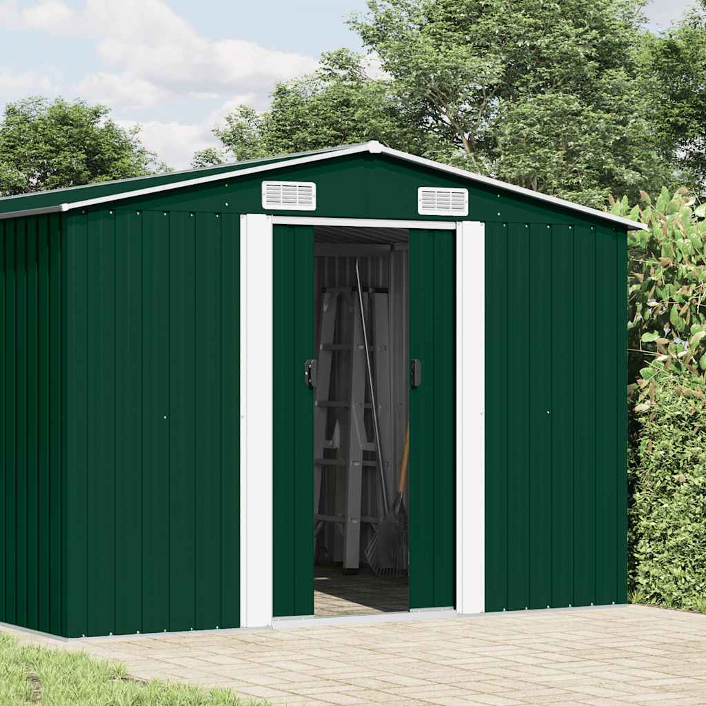 Casetta da Giardino 257x489x181 cm in Metallo Verde