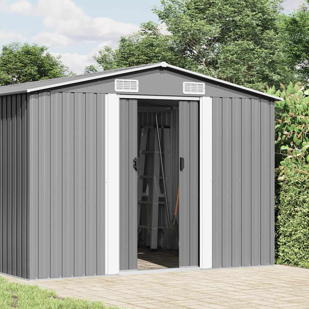 Casetta da Giardino 257x489x181 cm in Metallo Grigio