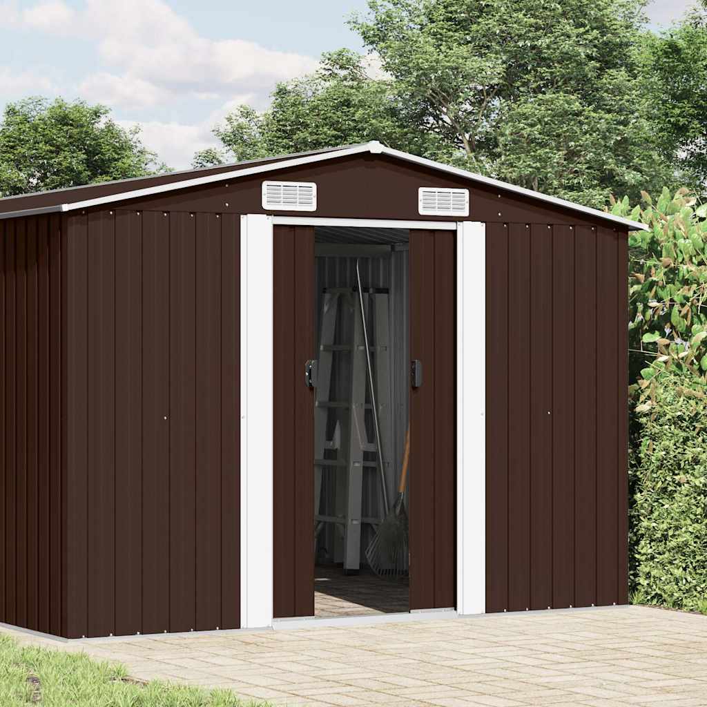 Casetta da Giardino 257x489x181 cm in Metallo Marrone