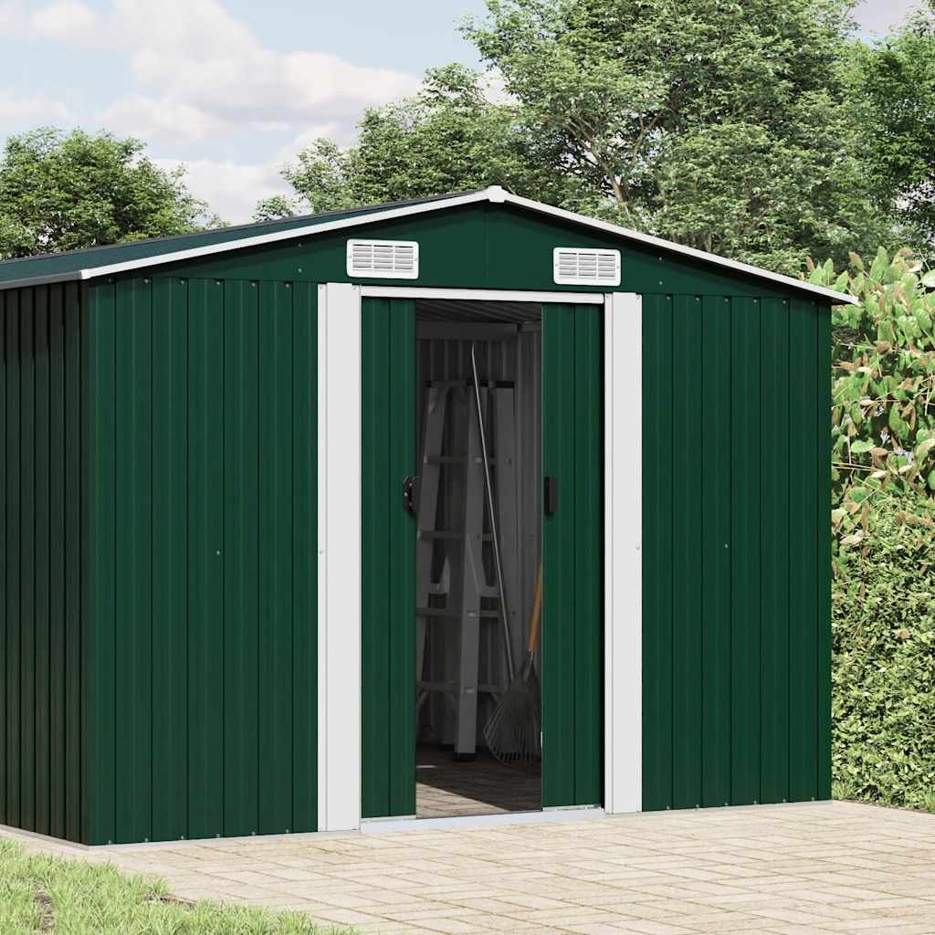 Casetta da Giardino 257x580x181 cm in Metallo Verde