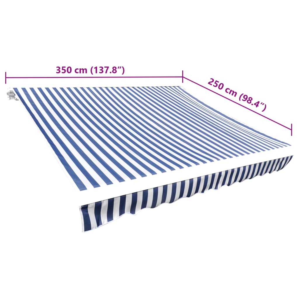 Tessuto di Ricambio per Tenda da Sole Blu e Bianco 350x250 cm Poliestere