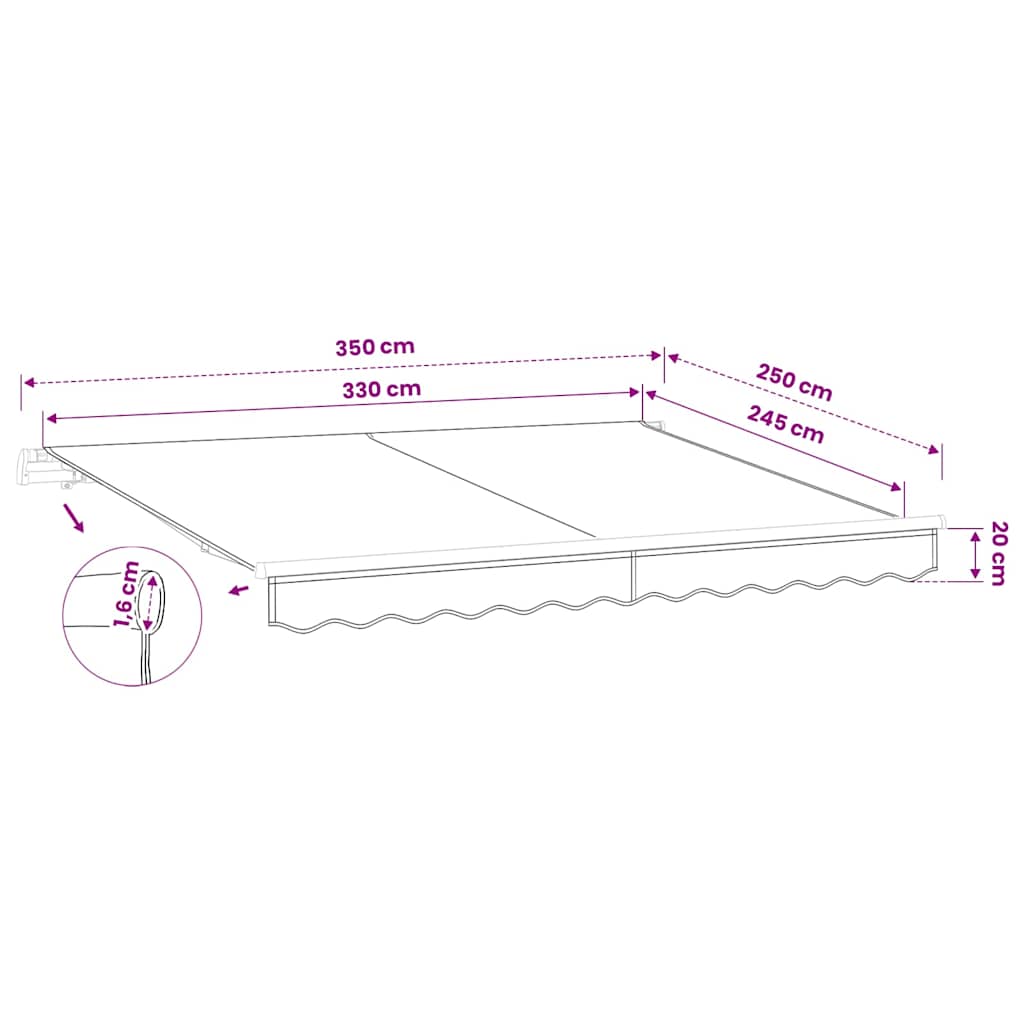 Tessuto di Ricambio per Tenda da Sole Crema 350x250 cm Poliestere