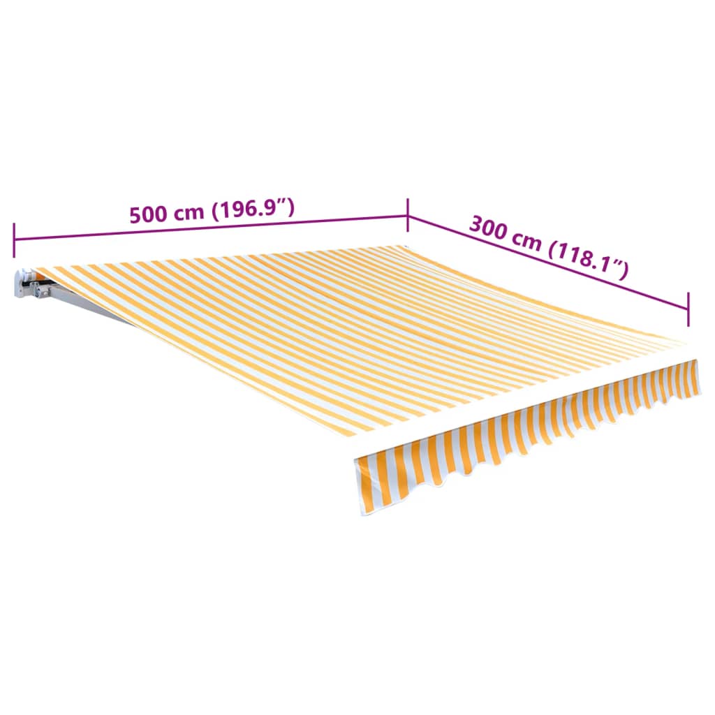 Tessuto di Ricambio per Tenda da Sole Arancione e Bianco 500x300 cm Poliestere