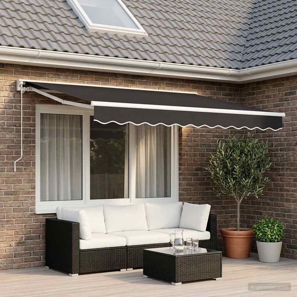 Tessuto di Ricambio per Tenda da Sole Grigio 350x250 cm Poliestere