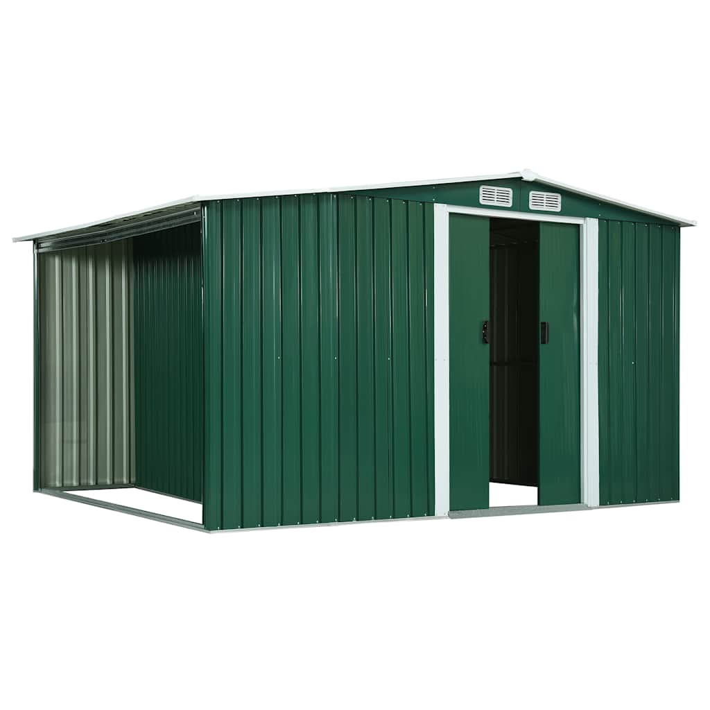 Capanno con Porte Scorrevoli Verde 329,5x131x178 cm in Acciaio