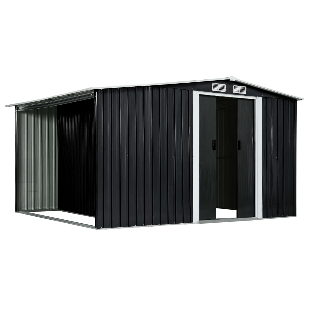 Capanno con Porte Scorrevoli Antracite 329,5x205x178 cm Acciaio