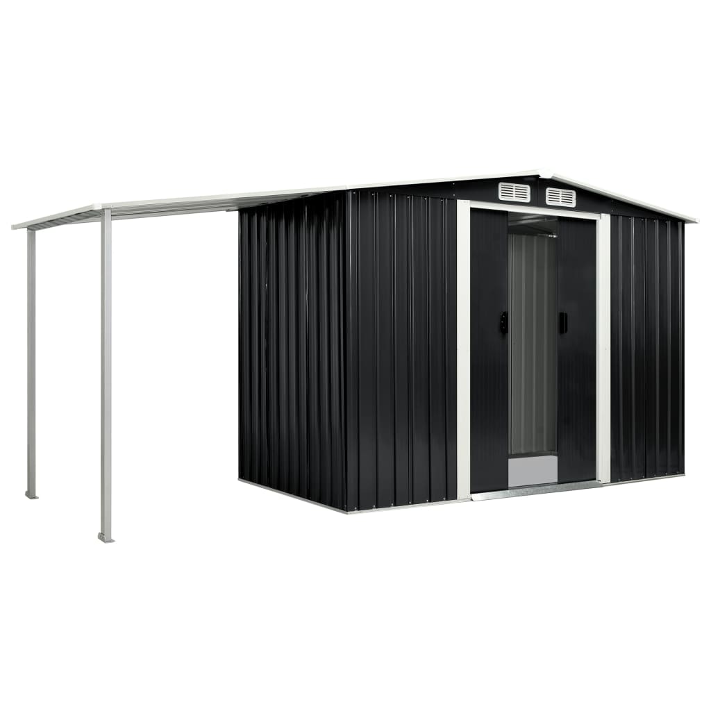 Capanno con Porte Scorrevoli Antracite 386x131x178cm Acciaio
