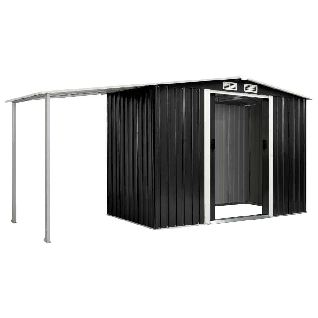 Capanno con Porte Scorrevoli Antracite 386x131x178cm Acciaio