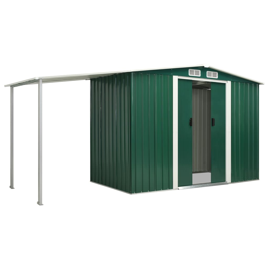 Capanno Giardino Porte Scorrevoli Verde 386x131x178 cm Acciaio