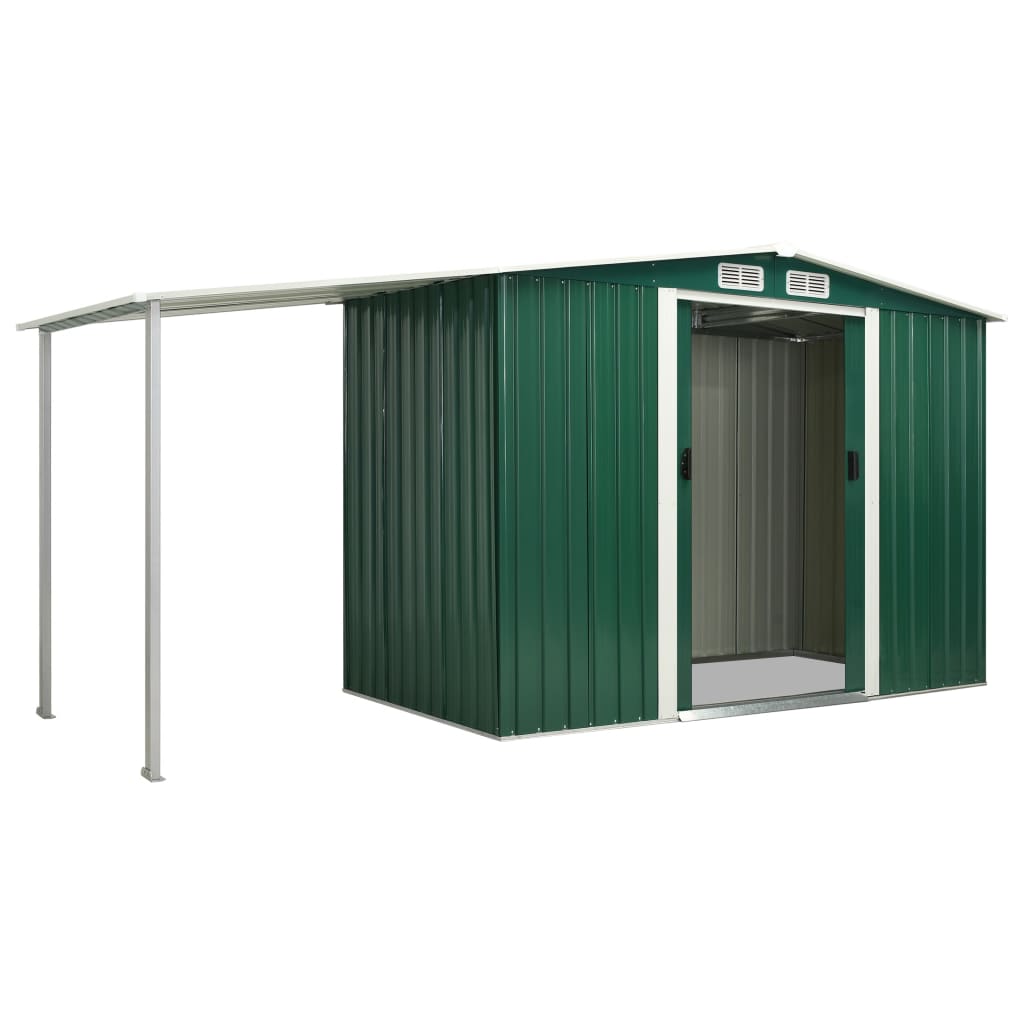 Capanno Giardino Porte Scorrevoli Verde 386x131x178 cm Acciaio