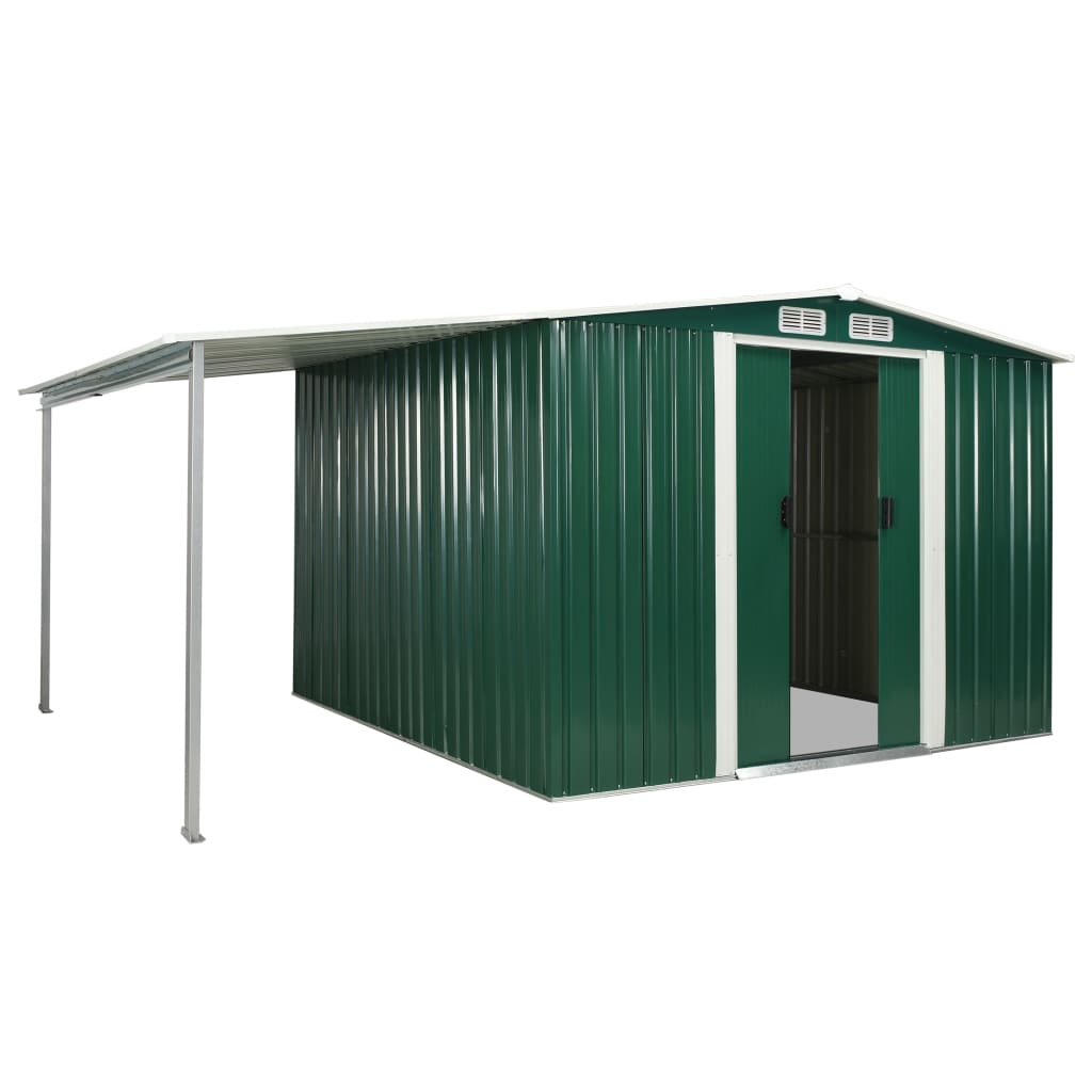 Capanno Giardino Porte Scorrevoli Verde 386x259x178 cm Acciaio