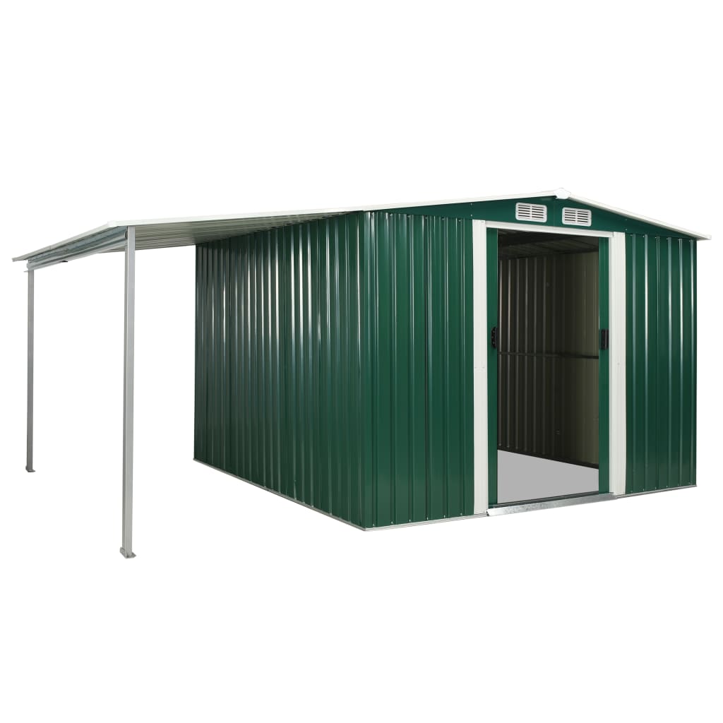 Capanno Giardino Porte Scorrevoli Verde 386x259x178 cm Acciaio