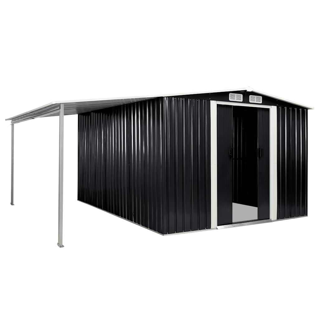 Capanno Giardino Porte Scorrevoli Antracite 386x312x178 cm Acciaio