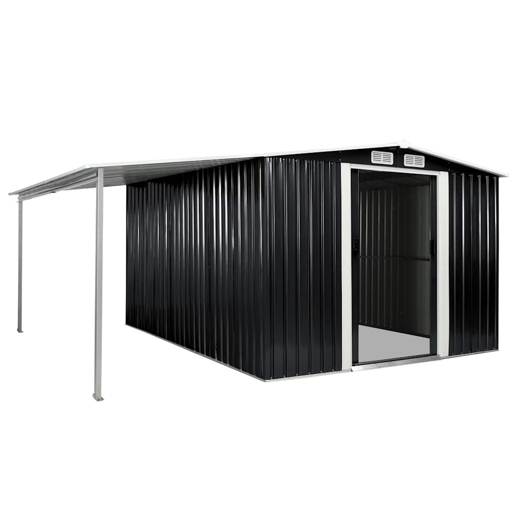 Capanno Giardino Porte Scorrevoli Antracite 386x312x178 cm Acciaio