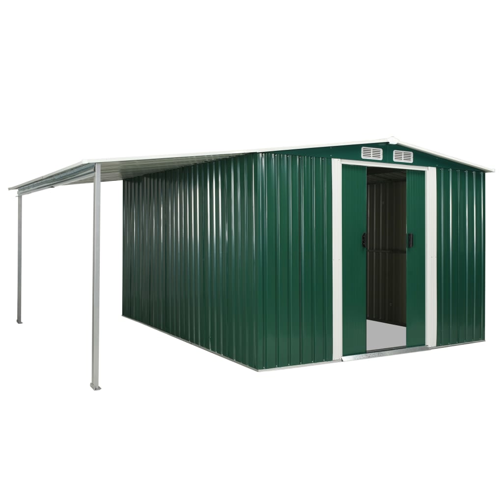 Capanno Giardino Porte Scorrevoli Verde 386x312x178 cm Acciaio