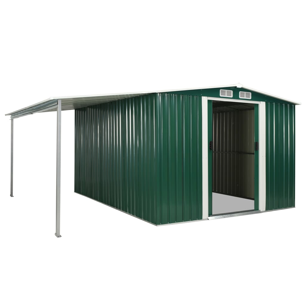 Capanno Giardino Porte Scorrevoli Verde 386x312x178 cm Acciaio