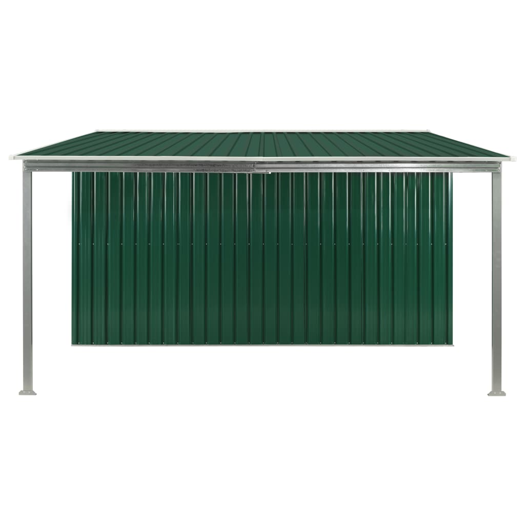 Capanno Giardino Porte Scorrevoli Verde 386x312x178 cm Acciaio