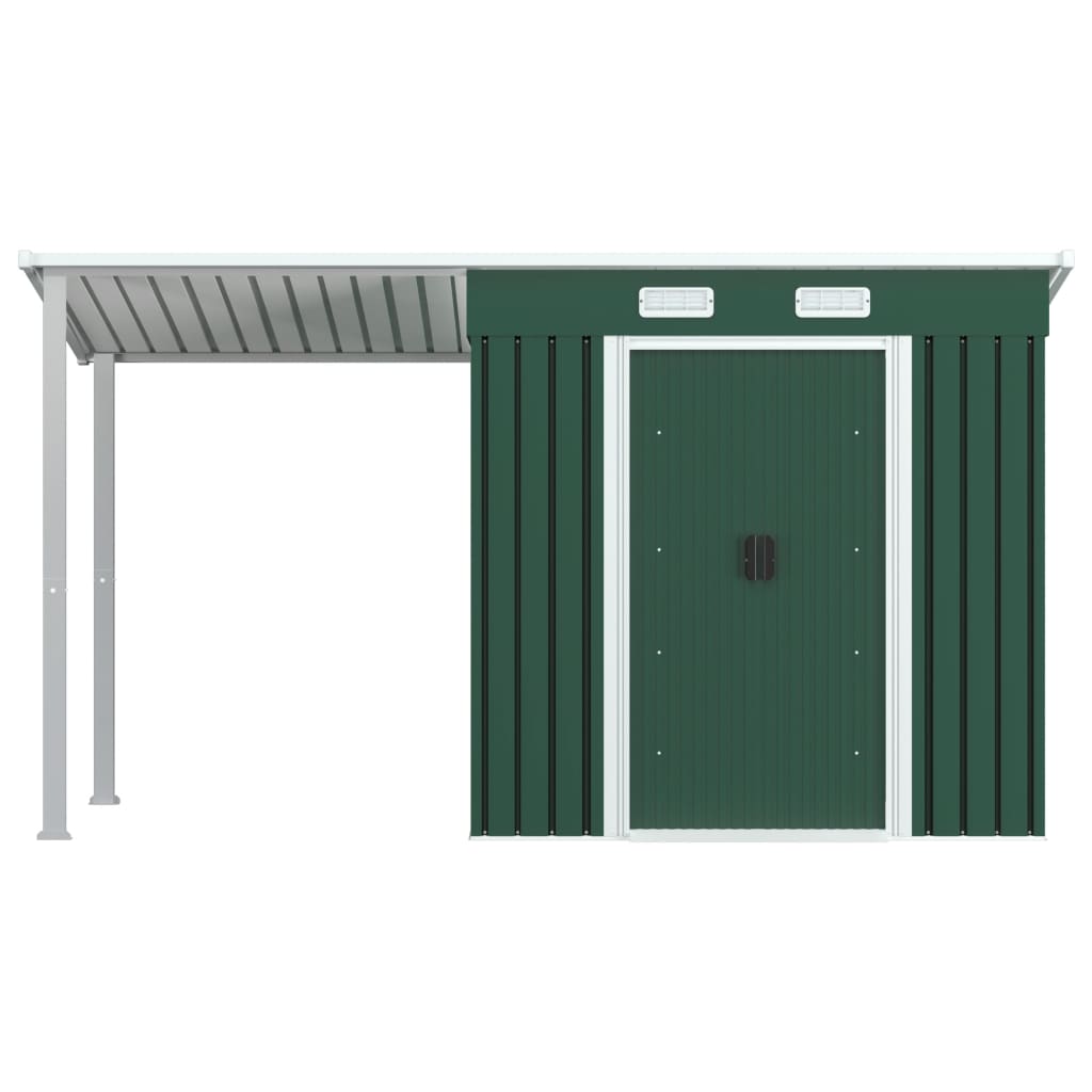 Capanno da Giardino con Tetto Verde 346x121x181 cm in Acciaio