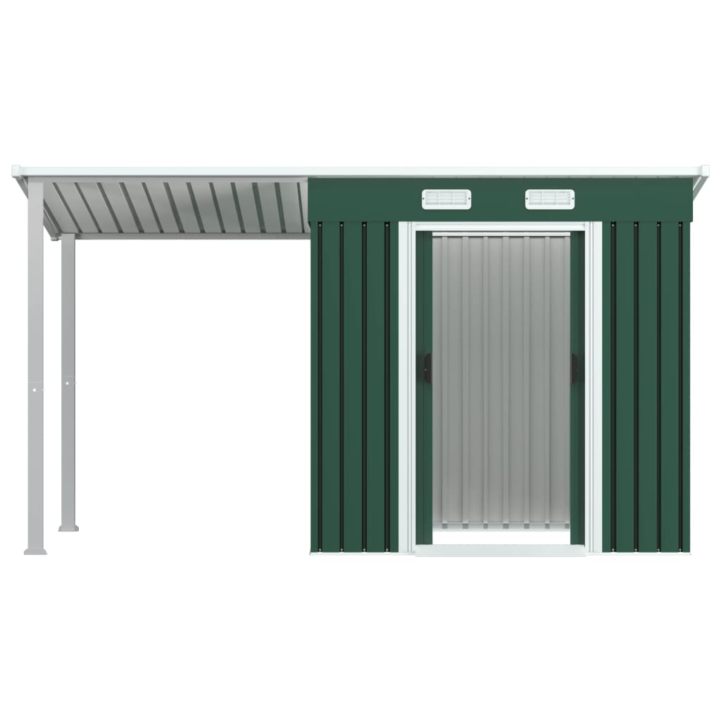 Capanno da Giardino con Tetto Verde 346x121x181 cm in Acciaio