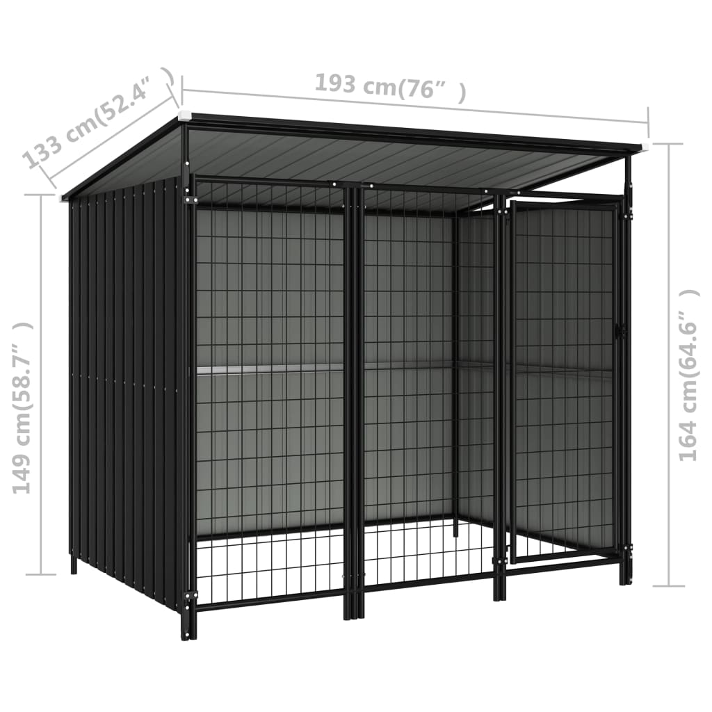 Box per Cani da Esterno 193x133x164 cm
