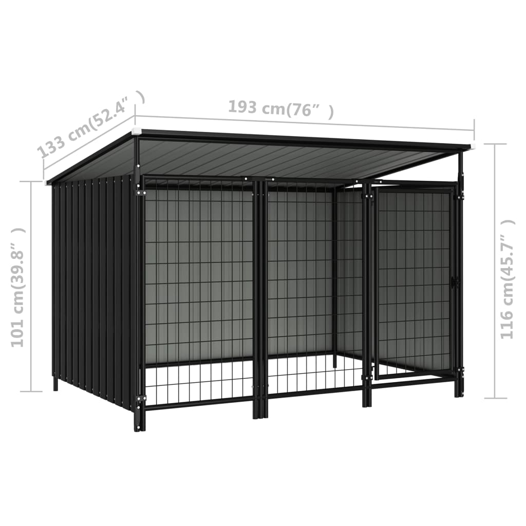 Box per Cani da Esterno 193x133x116 cm