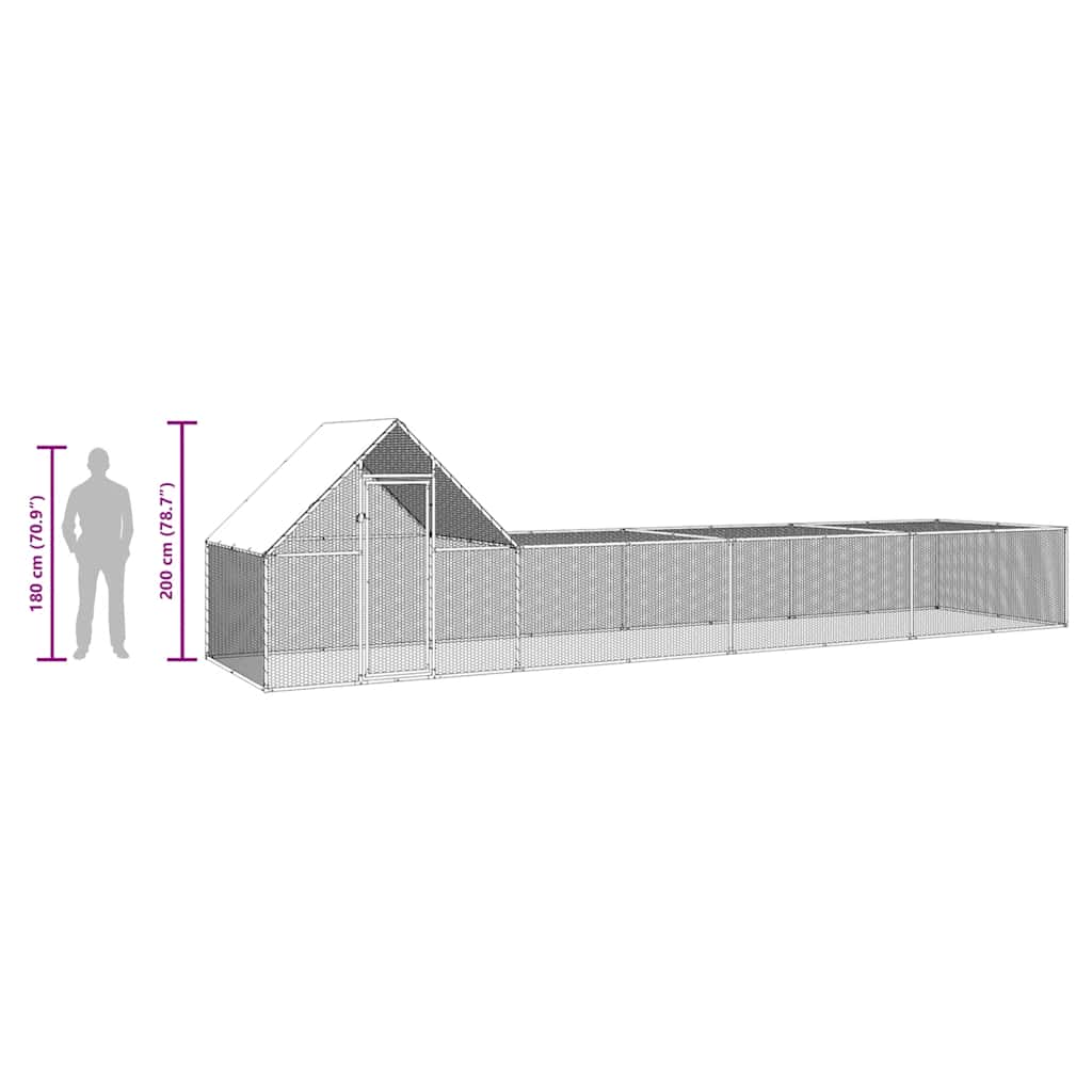 Pollaio 8x2x2 m in Acciaio Zincato