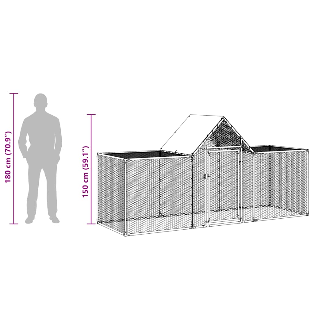 Pollaio 3x1x1,5 m in Acciaio Zincato