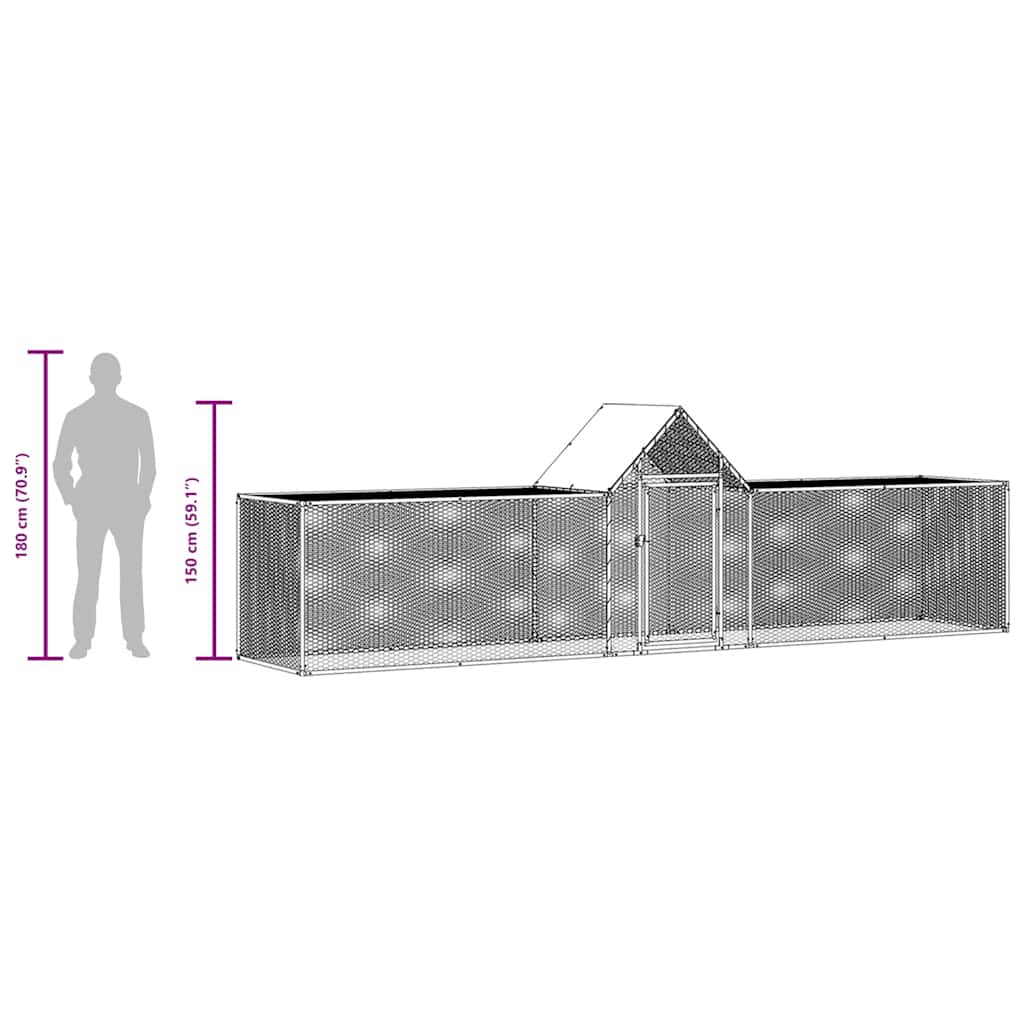 Pollaio 5x1x1,5 m in Acciaio Zincato