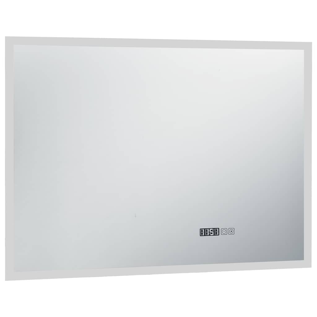 Specchio LED Bagno con Sensore Tattile Schermo Orario 100x60cm