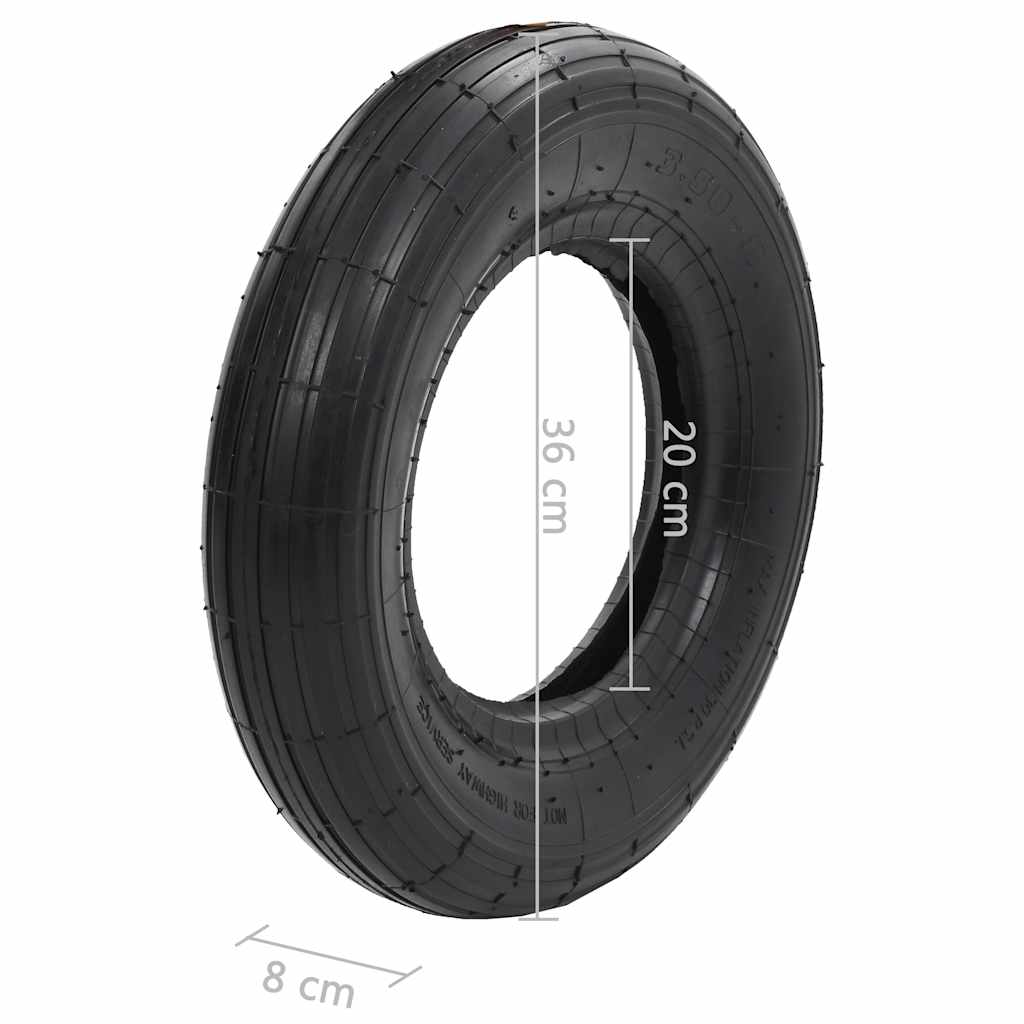 Set Ruote e Camere d'Aria per Carriola 4 pz 3.50-8 4PR Gomma