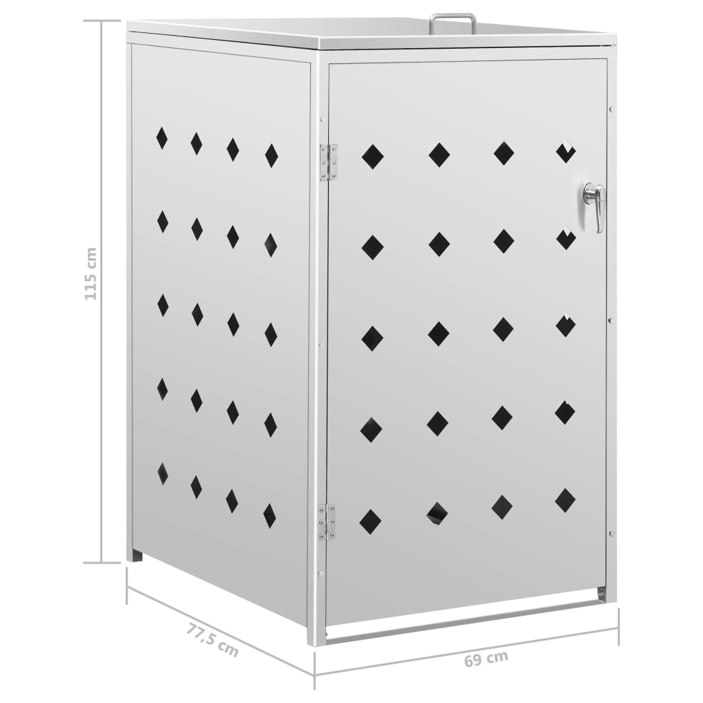 Copribidone per Spazzatura Singolo 240 L in Acciaio Inox