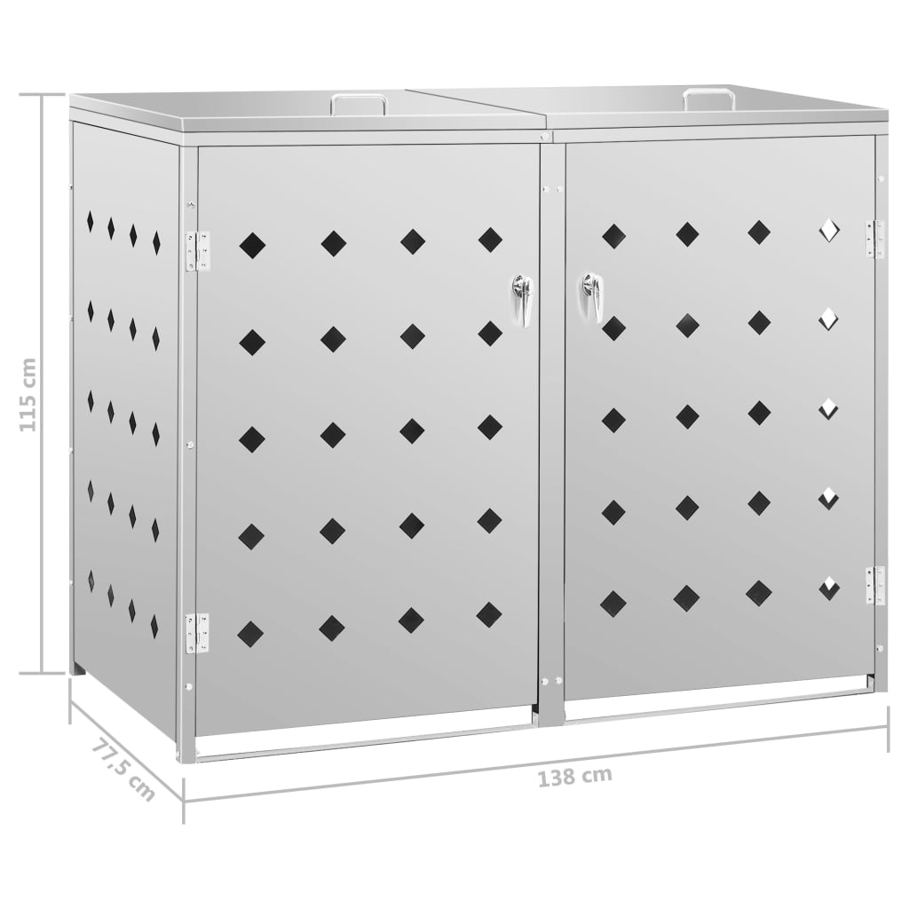 Copribidone per Spazzatura Doppio 240 L in Acciaio Inox