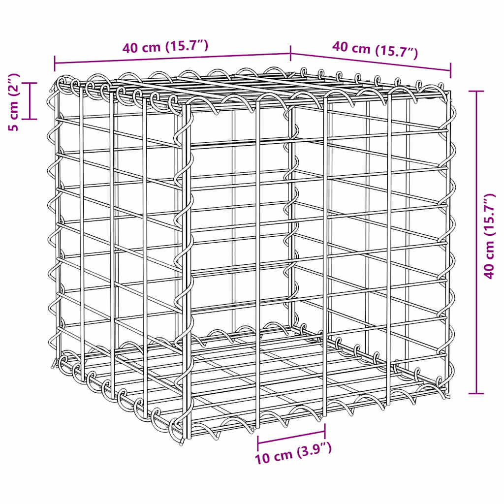 Gabbione Letto Rialzato a Cubo in Filo di Acciaio 40x40x40 cm