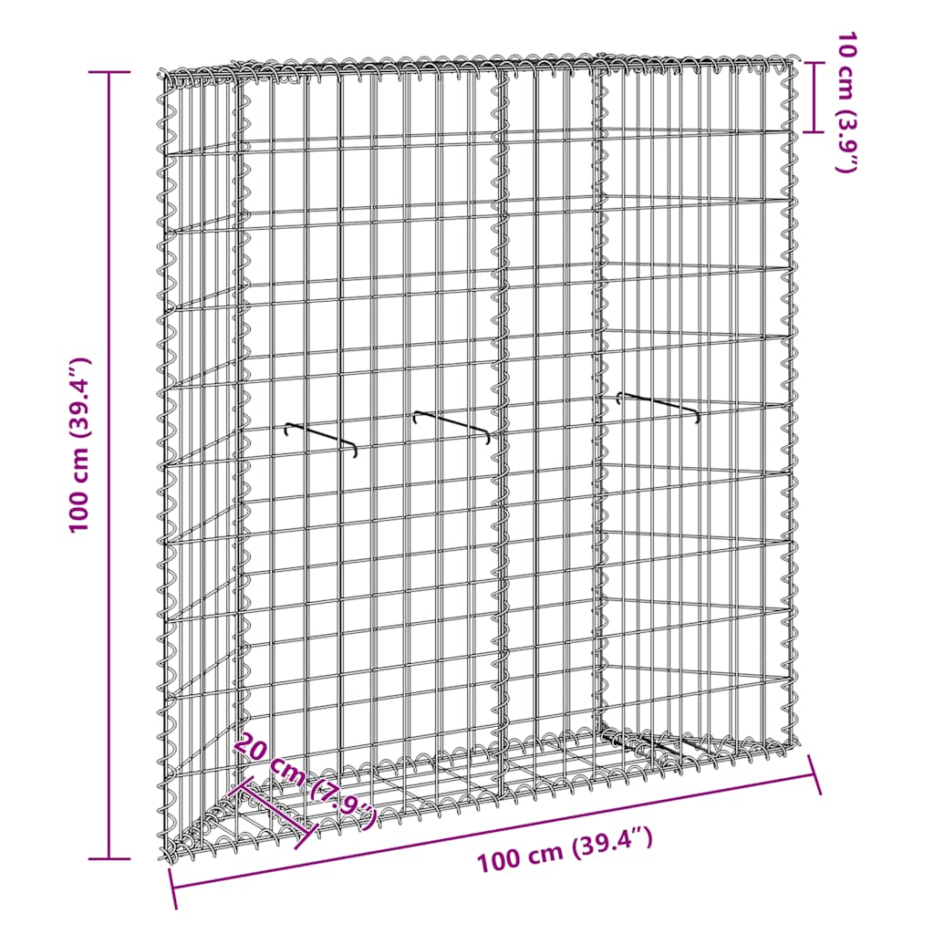 Gabbione Letto Rialzato Trapezio Acciaio Zincato 100x20x100 cm