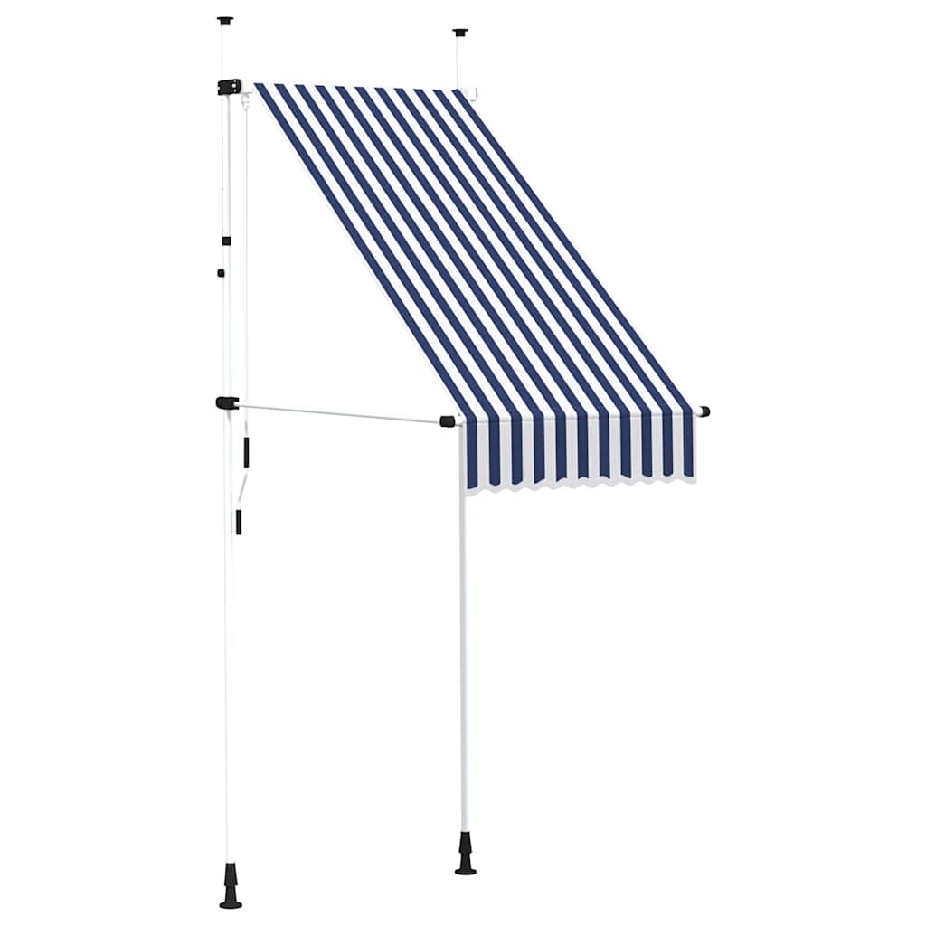 Tenda da Sole Retrattile Manuale 100 cm a Strisce Blu e Bianche