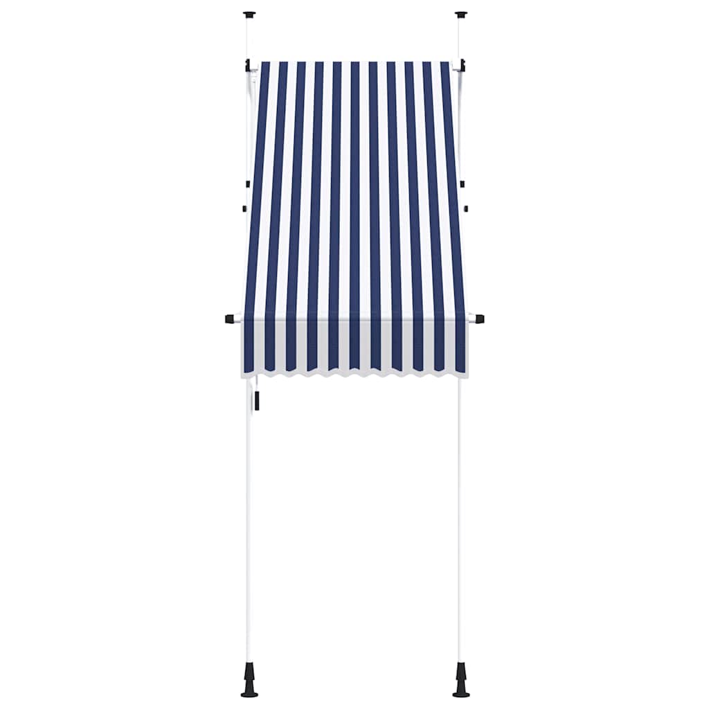 Tenda da Sole Retrattile Manuale 100 cm a Strisce Blu e Bianche