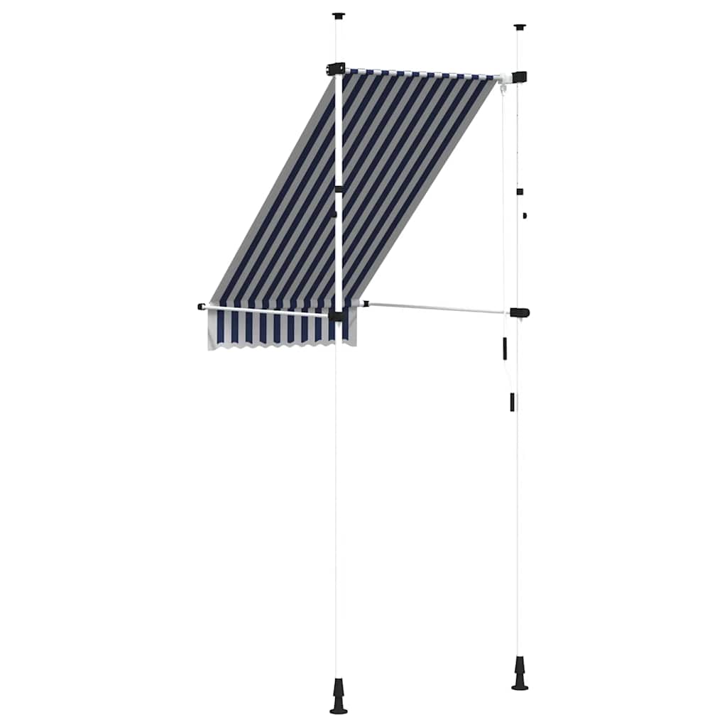 Tenda da Sole Retrattile Manuale 100 cm a Strisce Blu e Bianche